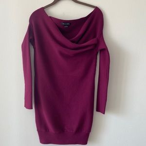 Hers & Mine Deep Cowl Sweater Dress in Berry